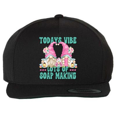 Pink Soap Maker Gnome Quote Todays Vibes Lots Of Soap Making Funny Gift Wool Snapback Cap