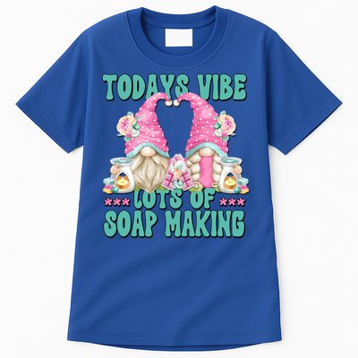 Pink Soap Maker Gnome Quote Todays Vibes Lots Of Soap Making Funny Gift Tall T-Shirt