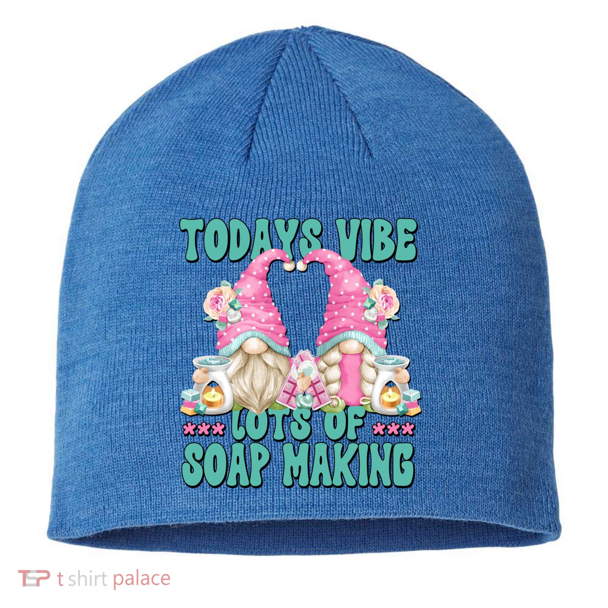 Pink Soap Maker Gnome Quote Todays Vibes Lots Of Soap Making Funny Gift Sustainable Beanie