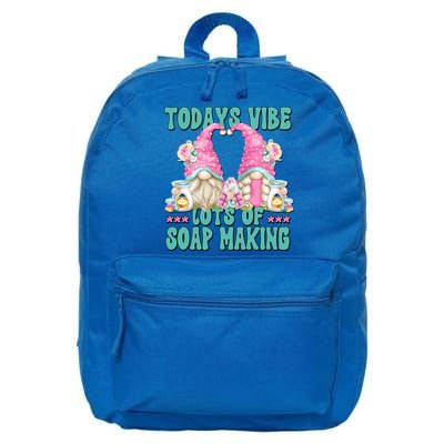 Pink Soap Maker Gnome Quote Todays Vibes Lots Of Soap Making Funny Gift 16 in Basic Backpack