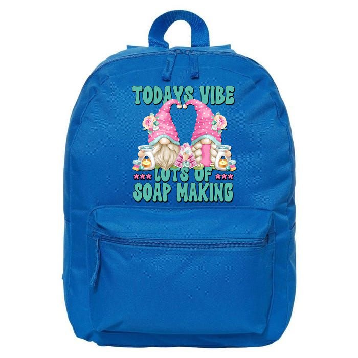 Pink Soap Maker Gnome Quote Todays Vibes Lots Of Soap Making Funny Gift 16 in Basic Backpack