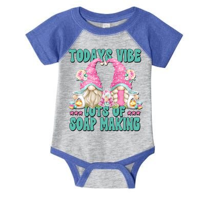 Pink Soap Maker Gnome Quote Todays Vibes Lots Of Soap Making Funny Gift Infant Baby Jersey Bodysuit
