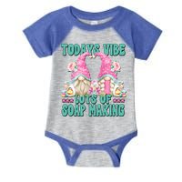 Pink Soap Maker Gnome Quote Todays Vibes Lots Of Soap Making Funny Gift Infant Baby Jersey Bodysuit