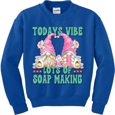Pink Soap Maker Gnome Quote Todays Vibes Lots Of Soap Making Funny Gift Kids Sweatshirt