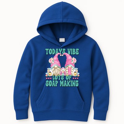 Pink Soap Maker Gnome Quote Todays Vibes Lots Of Soap Making Funny Gift Kids Hoodie