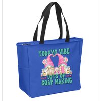 Pink Soap Maker Gnome Quote Todays Vibes Lots Of Soap Making Funny Gift Zip Tote Bag