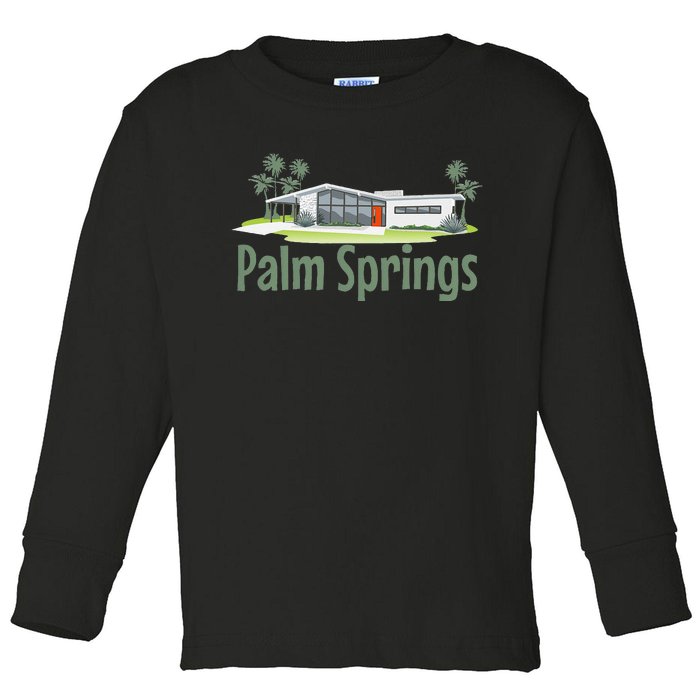 Palm Springs Mid Century Modern House Toddler Long Sleeve Shirt