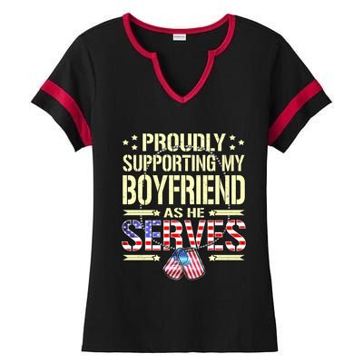 Proudly Supporting My Friend As He Serves Army Friend Meaningful Gift Ladies Halftime Notch Neck Tee