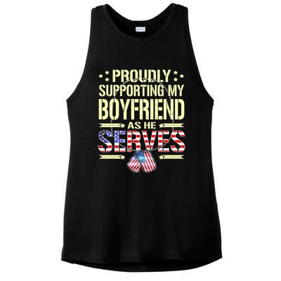 Proudly Supporting My Friend As He Serves Army Friend Meaningful Gift Ladies PosiCharge Tri-Blend Wicking Tank