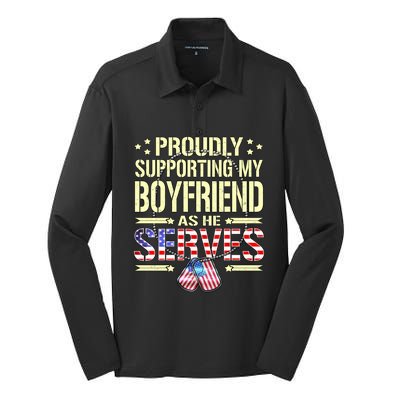 Proudly Supporting My Friend As He Serves Army Friend Meaningful Gift Silk Touch Performance Long Sleeve Polo