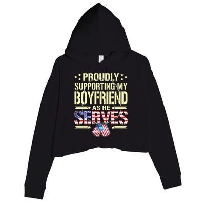 Proudly Supporting My Friend As He Serves Army Friend Meaningful Gift Crop Fleece Hoodie