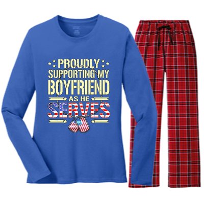 Proudly Supporting My Friend As He Serves Army Friend Meaningful Gift Women's Long Sleeve Flannel Pajama Set 