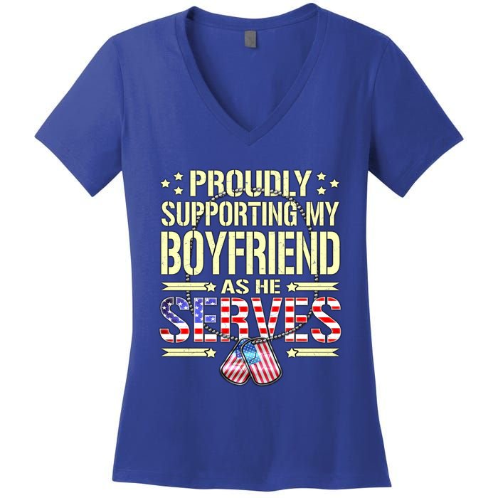 Proudly Supporting My Friend As He Serves Army Friend Meaningful Gift Women's V-Neck T-Shirt