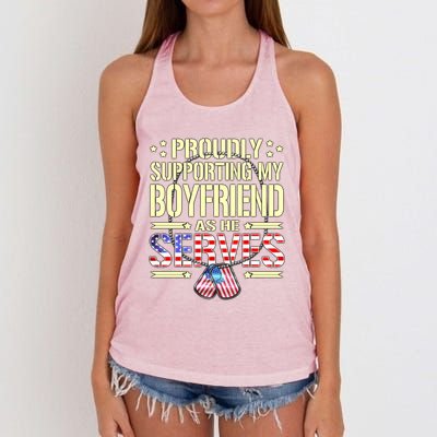 Proudly Supporting My Friend As He Serves Army Friend Meaningful Gift Women's Knotted Racerback Tank