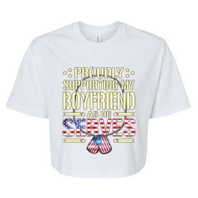 Proudly Supporting My Friend As He Serves Army Friend Meaningful Gift Bella+Canvas Jersey Crop Tee