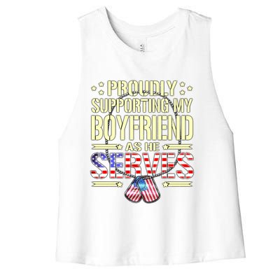 Proudly Supporting My Friend As He Serves Army Friend Meaningful Gift Women's Racerback Cropped Tank