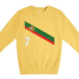 Portugal Soccer Number 7 Portugese Football Sports Lover Fan Premium Crewneck Sweatshirt