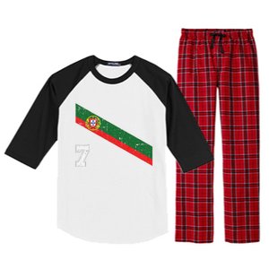 Portugal Soccer Number 7 Portugese Football Sports Lover Fan Raglan Sleeve Pajama Set