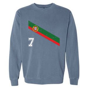 Portugal Soccer Number 7 Portugese Football Sports Lover Fan Garment-Dyed Sweatshirt