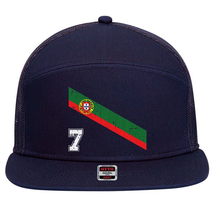 Portugal Soccer Number 7 Portugese Football Sports Lover Fan 7 Panel Mesh Trucker Snapback Hat