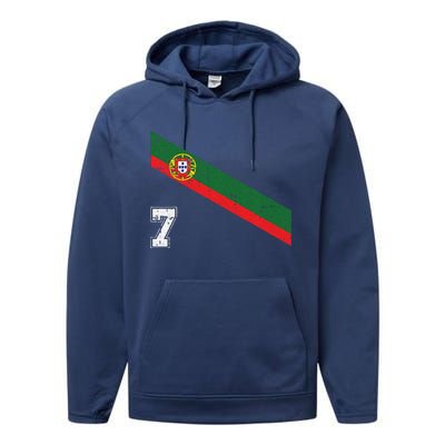 Portugal Soccer Number 7 Portugese Football Sports Lover Fan Performance Fleece Hoodie