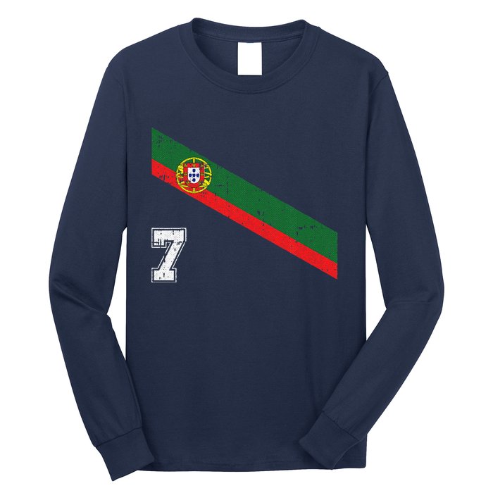 Portugal Soccer Number 7 Portugese Football Sports Lover Fan Long Sleeve Shirt