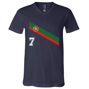 Portugal Soccer Number 7 Portugese Football Sports Lover Fan V-Neck T-Shirt