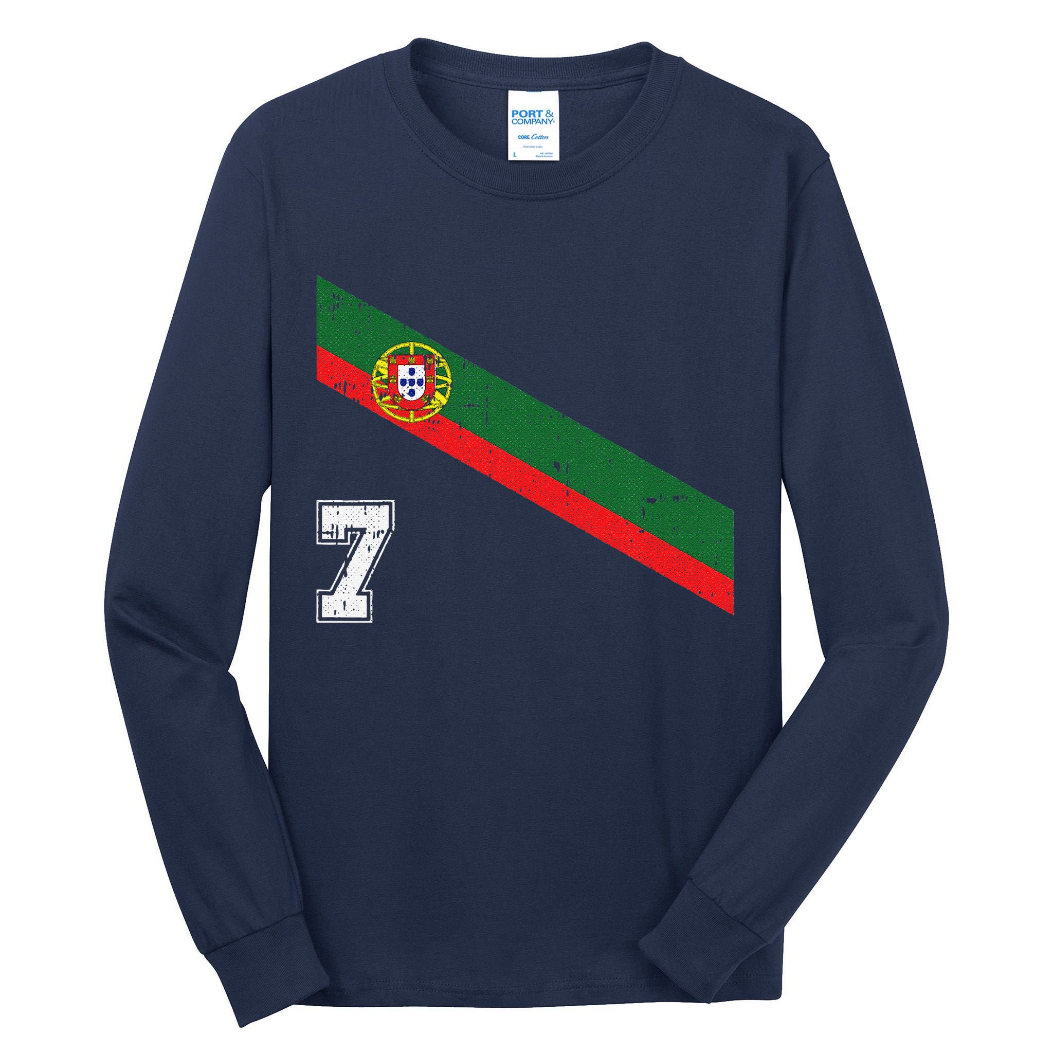 Portugal Soccer Number 7 Portugese Football Sports Lover Fan Tall Long Sleeve T-Shirt