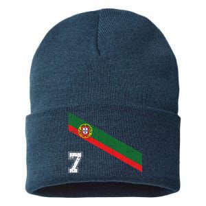 Portugal Soccer Number 7 Portugese Football Sports Lover Fan Sustainable Knit Beanie