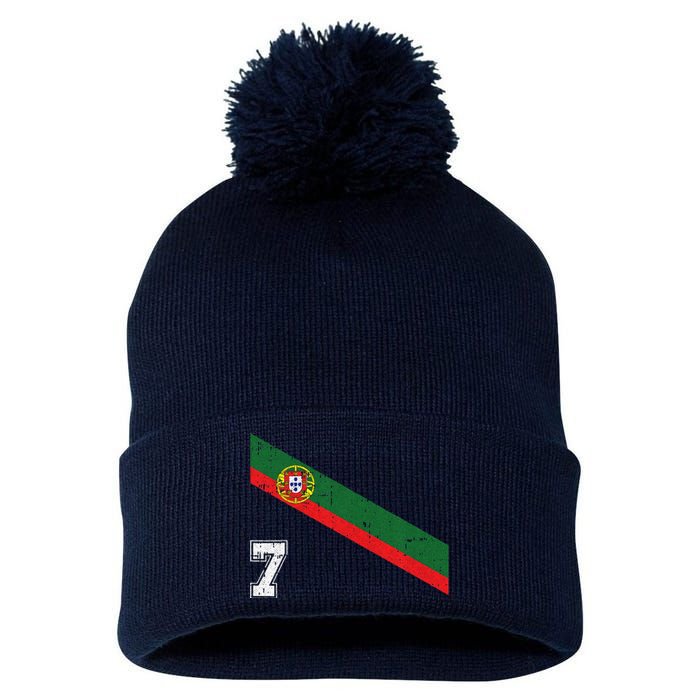 Portugal Soccer Number 7 Portugese Football Sports Lover Fan Pom Pom 12in Knit Beanie