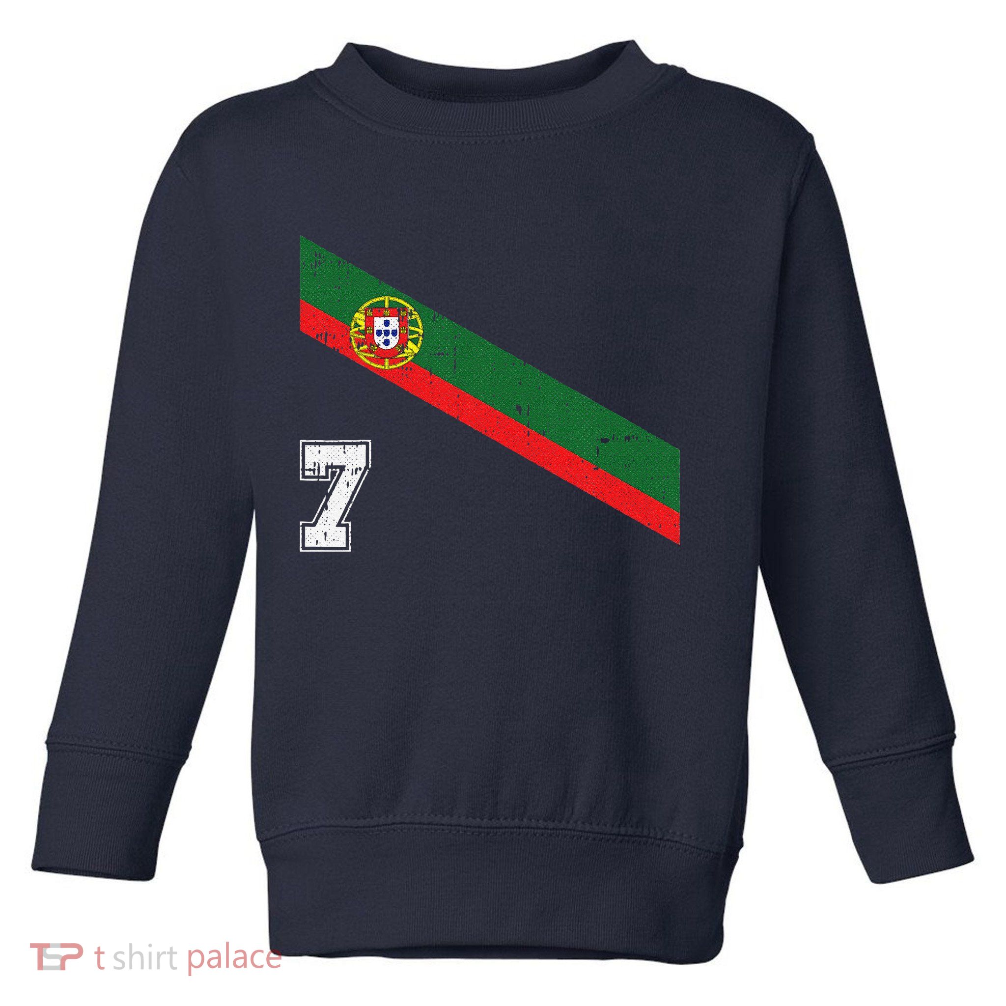 Portugal Soccer Number 7 Portugese Football Sports Lover Fan Toddler Sweatshirt