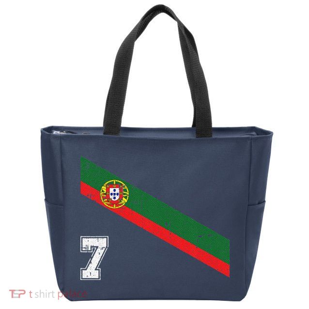 Portugal Soccer Number 7 Portugese Football Sports Lover Fan Zip Tote Bag