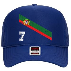 Portugal Soccer Number 7 Portugese Football Sports Lover Fan High Crown Mesh Back Trucker Hat