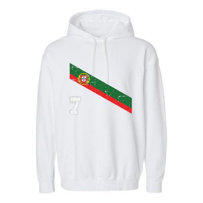 Portugal Soccer Number 7 Portugese Football Sports Lover Fan Garment-Dyed Fleece Hoodie