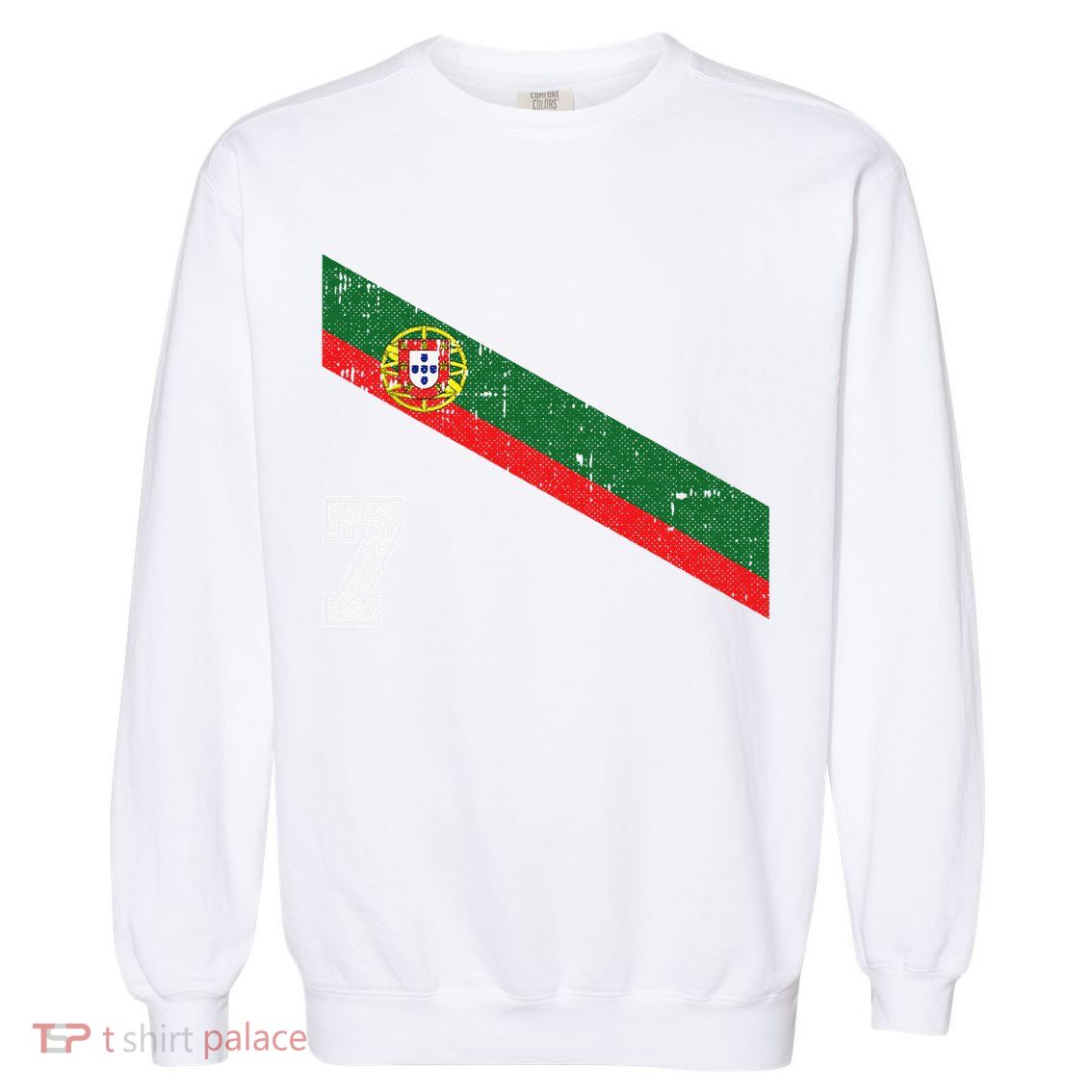 Portugal Soccer Number 7 Portugese Football Sports Lover Fan Garment-Dyed Sweatshirt