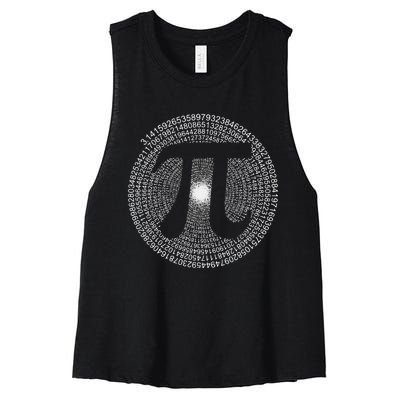 Pi Spiral Novelty Math Geek 3.14 funny Pi Day Women's Racerback Cropped Tank