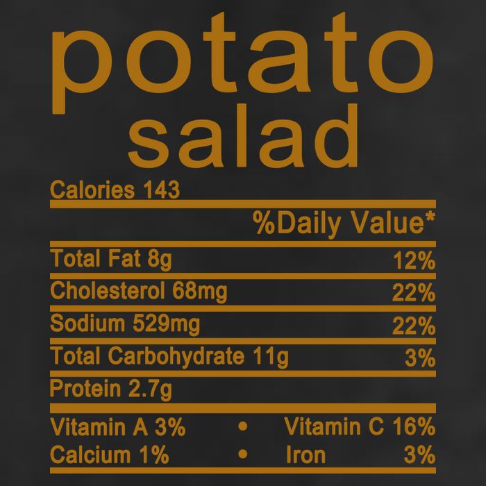 Potato Salad Nutrition Facts Label 7 Panel Mesh Trucker Snapback Hat