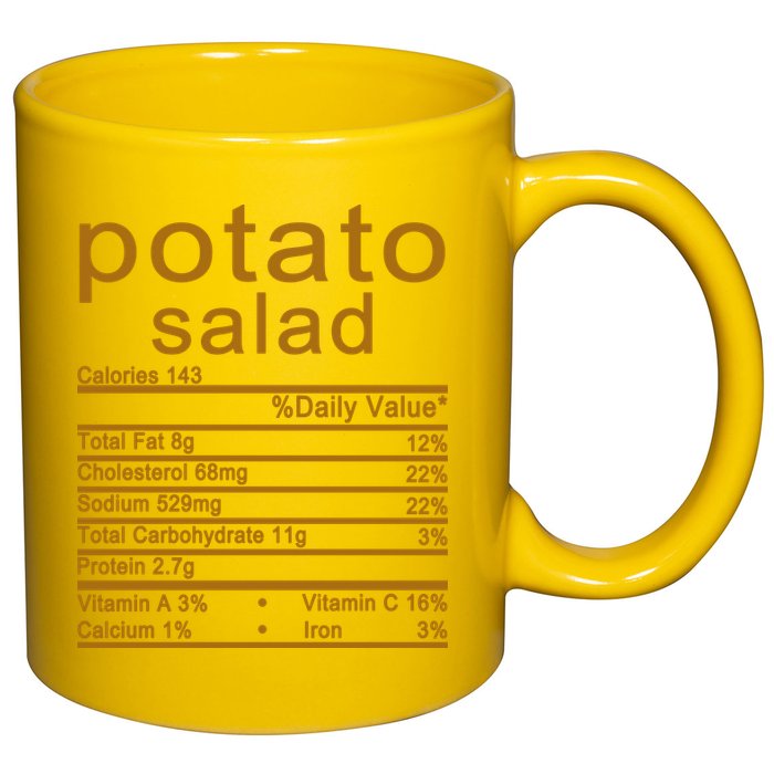 Potato Salad Nutrition Facts Label 11oz C Handle Ceramic Mug