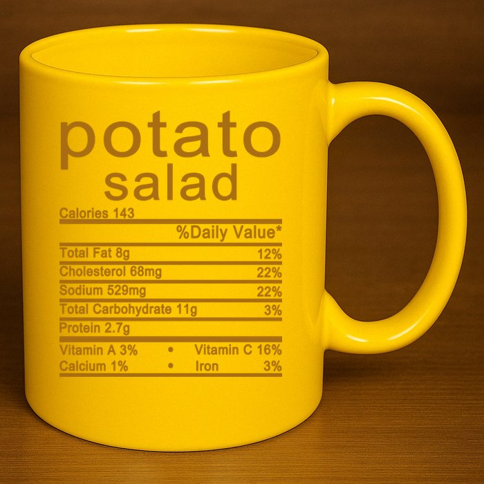 Potato Salad Nutrition Facts Label 11oz C Handle Ceramic Mug