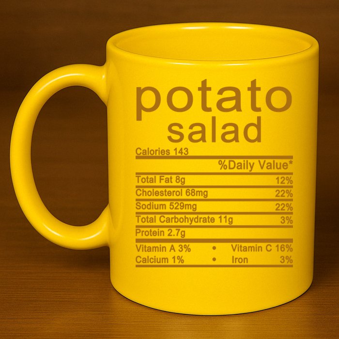 Potato Salad Nutrition Facts Label 11oz C Handle Ceramic Mug