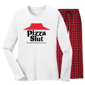 Pizza Slut No One Outpizzas The Slut Funny Pizza Women's Long Sleeve Flannel Pajama Set 