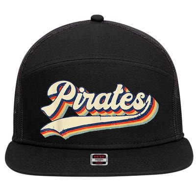 Pirates Sports Name Vintage Retro 7 Panel Mesh Trucker Snapback Hat