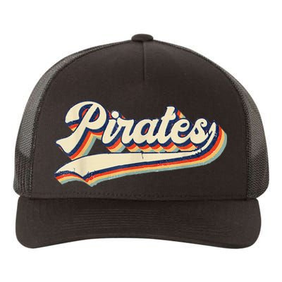 Pirates Sports Name Vintage Retro Yupoong Adult 5-Panel Trucker Hat