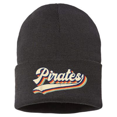 Pirates Sports Name Vintage Retro Sustainable Knit Beanie