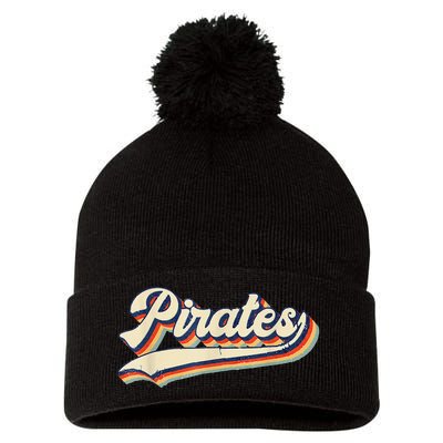 Pirates Sports Name Vintage Retro Pom Pom 12in Knit Beanie