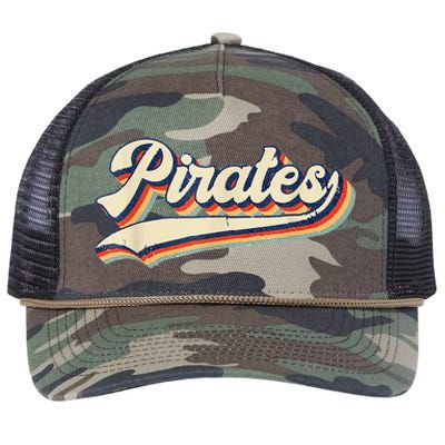 Pirates Sports Name Vintage Retro Retro Rope Trucker Hat Cap