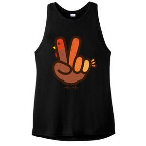 Peace Sign No Turkey Hand Ns Family Thanksgiving Ladies PosiCharge Tri-Blend Wicking Tank