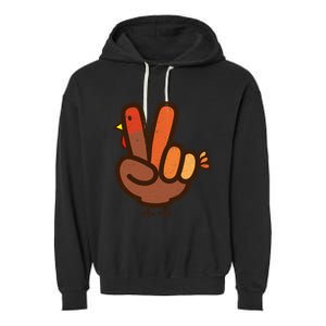 Peace Sign No Turkey Hand Ns Family Thanksgiving Garment-Dyed Fleece Hoodie