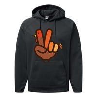 Peace Sign No Turkey Hand Ns Family Thanksgiving Performance Fleece Hoodie