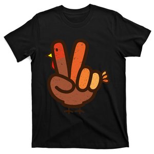 Peace Sign No Turkey Hand Ns Family Thanksgiving T-Shirt